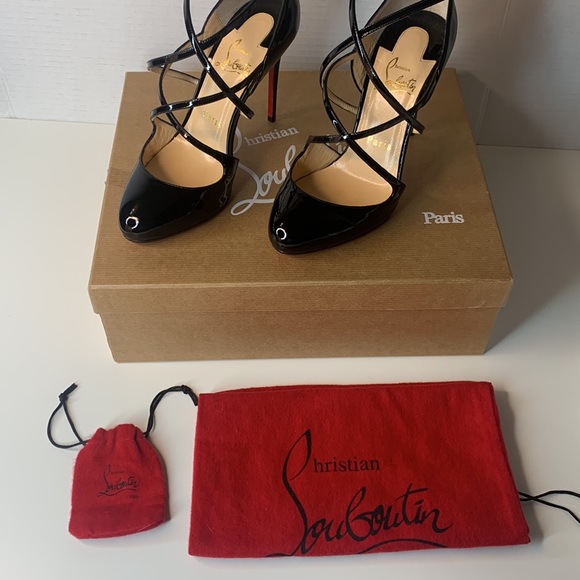 NEW IN BOX Christian Louboutin Soustelissimo 100 Patent Black Sz 36.5 - Picture 8 of 9
